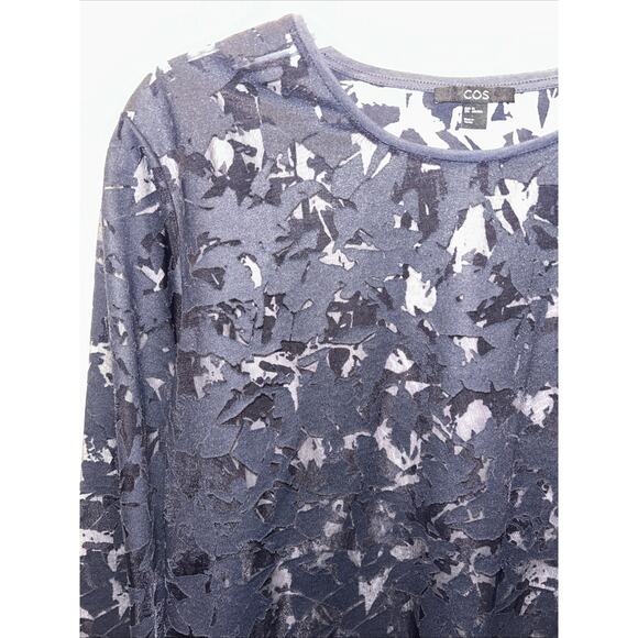 COS Blouse Top Womens Sz M Black Burnout Sheer Pullover Contemporary Minimalist - Picture 2 of 8